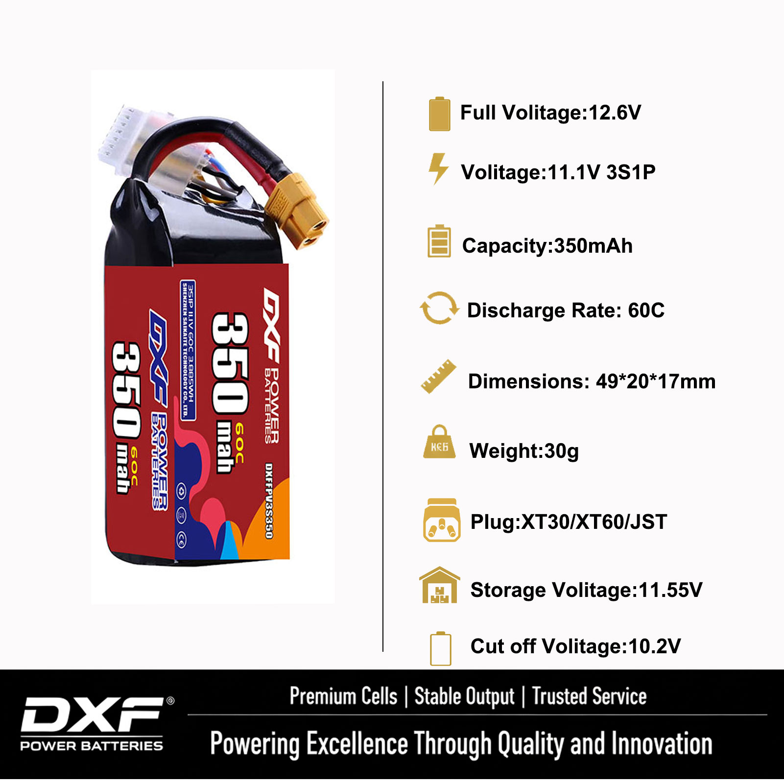 Batería DXF Lipo 3S 11,4 V 170 - Drone Battery 3S reseña y precio