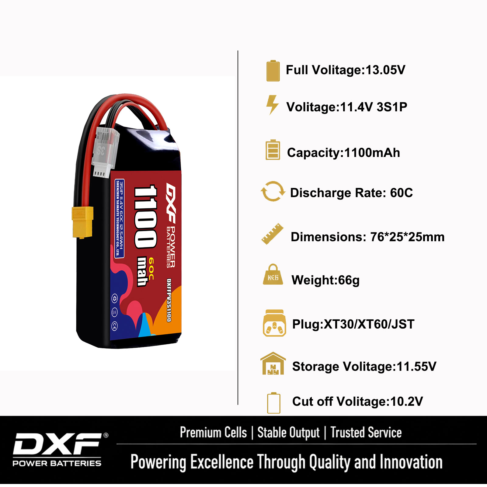 Batería DXF Lipo 3S 11,4 V 170 - Drone Battery 3S reseña y precio