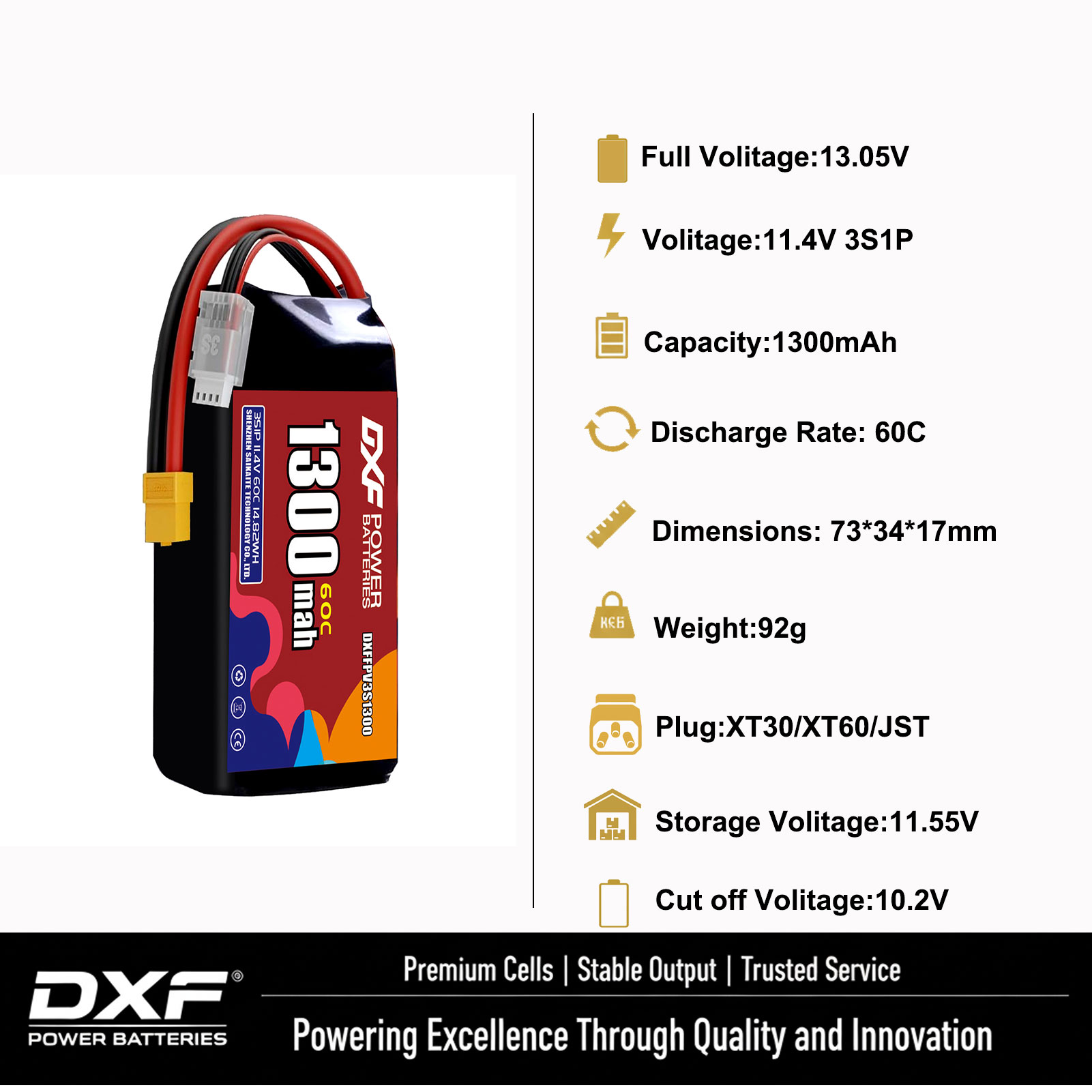 Batería DXF Lipo 3S 11,4 V 170 - Drone Battery 3S reseña y precio